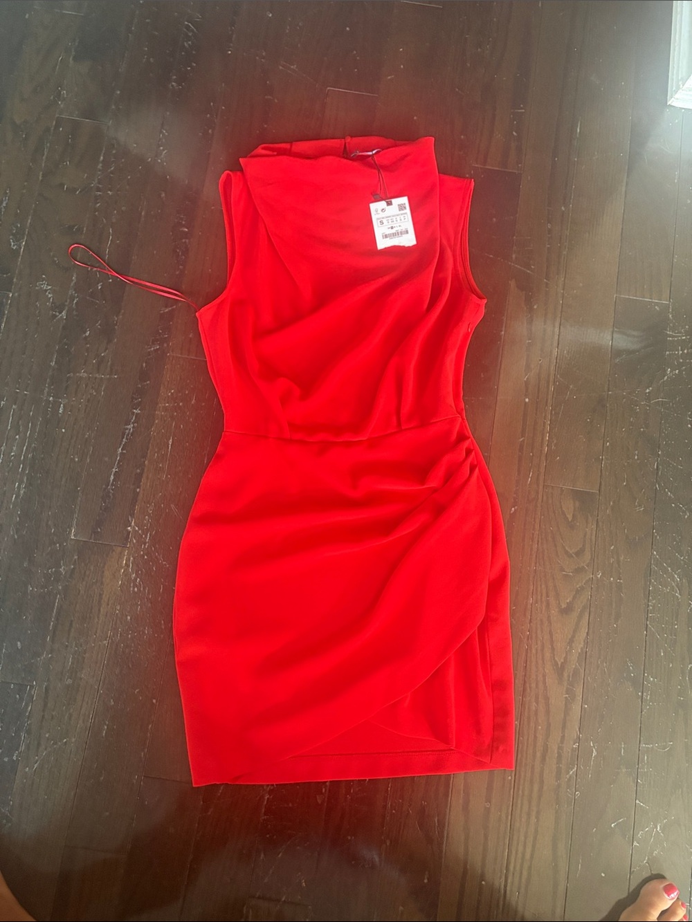 Zara Red Draped Mini Dress